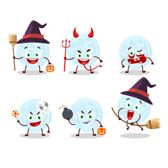 Halloween expression emoticons with cartoon character of blue moon