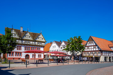 Marktplatz und Rathaus, Blomberg, Deutschland 