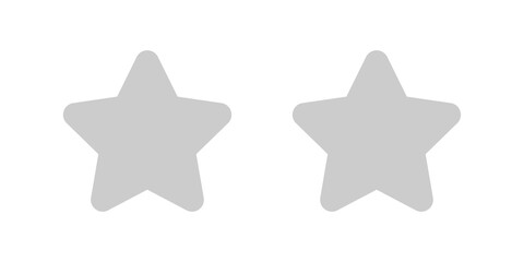 2 star icon cute isolated on white background, cartoon star shape grey, illustration simple star rating symbol, clip art two stars for logo, pentagram star for decoration ranking award