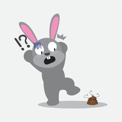 rabbit stepping on poop