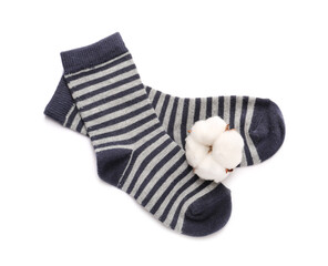 Cotton socks on white background