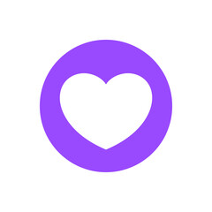 heart shape icon simple in circle purple, heart symbol for button graphic, passion or romantic icon, heart shape element sign for valentine's day and wedding card, happy love symbol isolated on white