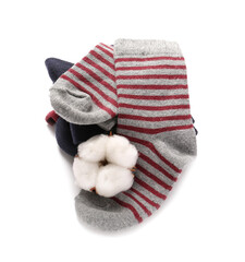 Cotton socks on white background