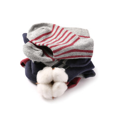 Fototapeta na wymiar Cotton socks on white background