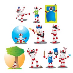 Fototapeta premium robot with different actions