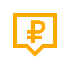 Fototapeta premium ruble currency symbol in speech bubble square shape for icon, russia ruble money for app symbol, simple flat russian ruble money, currency digital ruble coin for financial concept, isolated on white
