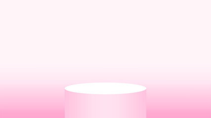 pink pedestal cylinder for cosmetics showcase, podium circle stage pink pastel soft color, podium round for make-up product display, copy space