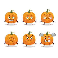 Pumpkin cartoon character with various angry expressions