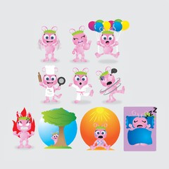 ant cartoon with different actions