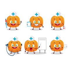 Doctor profession emoticon with pumpkin cartoon character