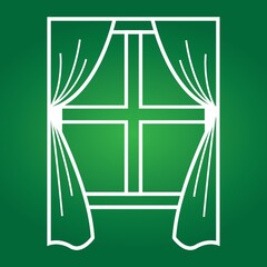 windows with curtains