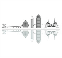 Naklejka premium San Diego, California United States city skyline. illustration for web and mobile design.