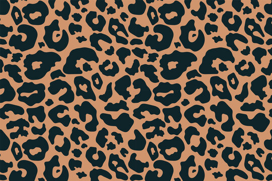 Trendy leopard pattern background. Hand drawn fashionable wild animal cheetah skin dark brown texture for fashion print design, cover, banner, wallpaper. Vector illustration
