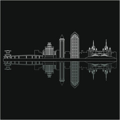 San Diego, California United States city skyline. illustration for web and mobile design.