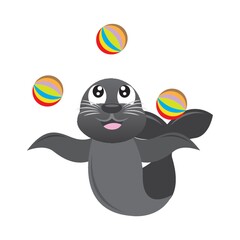 seal animal juggling with balls