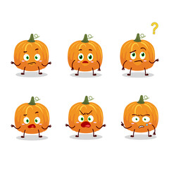 Cartoon character of pumpkin with what expression