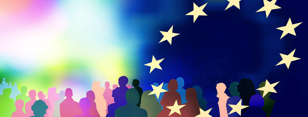 europa menschen silhouetten zeichen panorama © bittedankeschön