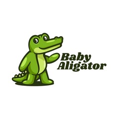 Vector Logo Baby Alligator Simple Mascot Style