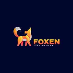 Vector Logo Illustration Fox Gradient Colorful Style.