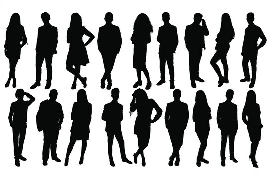 Silhouettes of young people, girls and boys-6