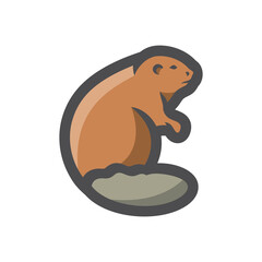 Vector Beaver. River badger icon. Cartoon illustration
