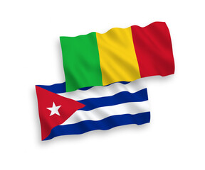 Flags of Mali and Cuba on a white background