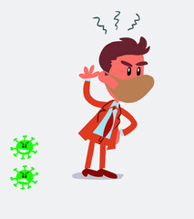 Indigned businessman with mask and virus COVID 
