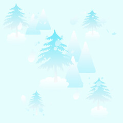 Winter seamless pattern, blue pine, fir tree, Christmas background