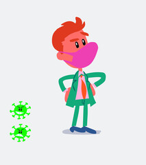 businessman with mask and virus COVID doubting
