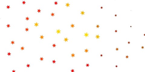 Light red, yellow vector pattern with coronavirus elements.