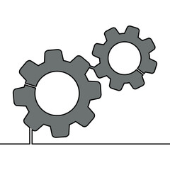 Flat continuous line Cogwheel gear mechanism