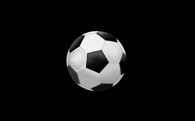 Fototapeta na wymiar 3D rendering of traditional soccer ball isolated on black background
