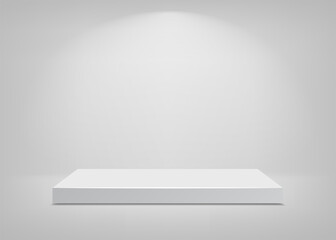 Empty stage. White background. Podium for presentation. Vector illustration.