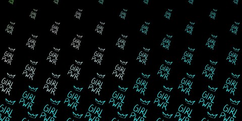 Dark Blue, Green vector background with woman symbols.