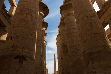 Ancient ruins of the Karnak Temple in Luxor (Thebes), Egypt. The largest temple complex of...