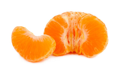 Tangerines with a slice isolated on white background