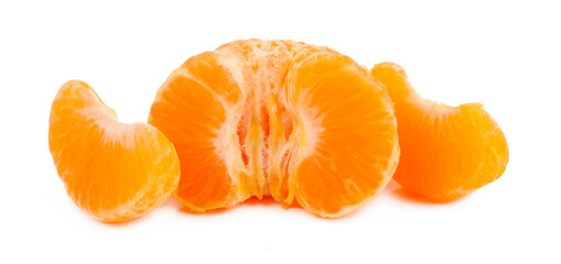 Tangerines with a slice isolated on white background