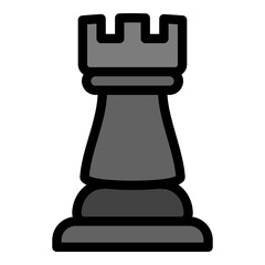 Chess rook piece icon. Outline chess rook piece vector icon for web design isolated on white background