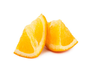 The orange with the cut off slice isolated on white background