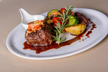 grilled meat with vegetables