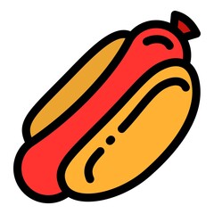 Sausage hot dog icon. Outline sausage hot dog vector icon for web design isolated on white background