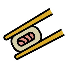 Sushi roll bamboo sticks icon. Outline sushi roll bamboo sticks vector icon for web design isolated on white background