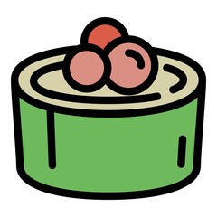 Green caviar sushi roll icon. Outline green caviar sushi roll vector icon for web design isolated on white background