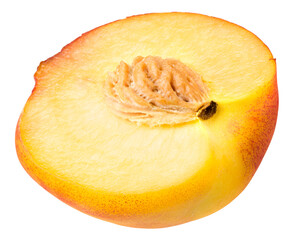 half peach fruit isolated on white background