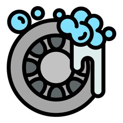 Car tire wash icon. Outline car tire wash vector icon for web design isolated on white background