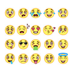 Fototapeta premium Cute emoji doodle vector isolated background