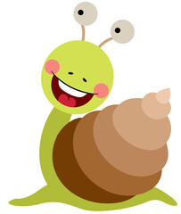 Cute happy snail isolated on white