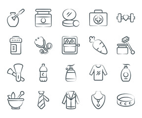
Pack of Health and Beauty Line Icons 
