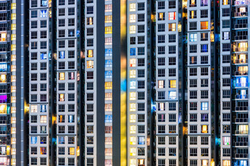 Fototapeta na wymiar Close up architecture background of highrise condominium building in big city downtown