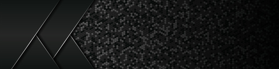 Dark realistic abstract background overlap layers texture with hexagon element decoration